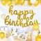 Gold Happy Birthday Balloon Set – 25PCS Cursive Foil & Latex Balloons with Ribbon and Confetti Balloons for Women, Men, Kids Birthday Party Decorations (Gold)